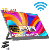 15.6 inch Wireless Portable Monitor FHD IPS USB-C HDMI with Kickstand & VESA | Speaker and Stand All Devices | Technical Support Line