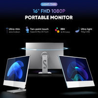 16” Portable Touchscreen Monitor FHD IPS | Stand & Case | Built-in Speaker | Premium Aluminum Alloy | Technical Support Line