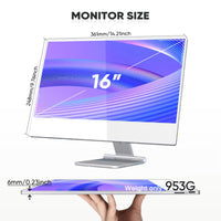 16” Portable Touchscreen Monitor FHD IPS | Stand & Case | Built-in Speaker | Premium Aluminum Alloy | Technical Support Line