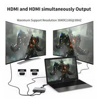 4 In 1 4K Dual Monitor HDMI Video Type-C Hub Docking Station USB C To Dual 4K HDMI MST Adapter With 2 HDMI USB 3.0 and PD