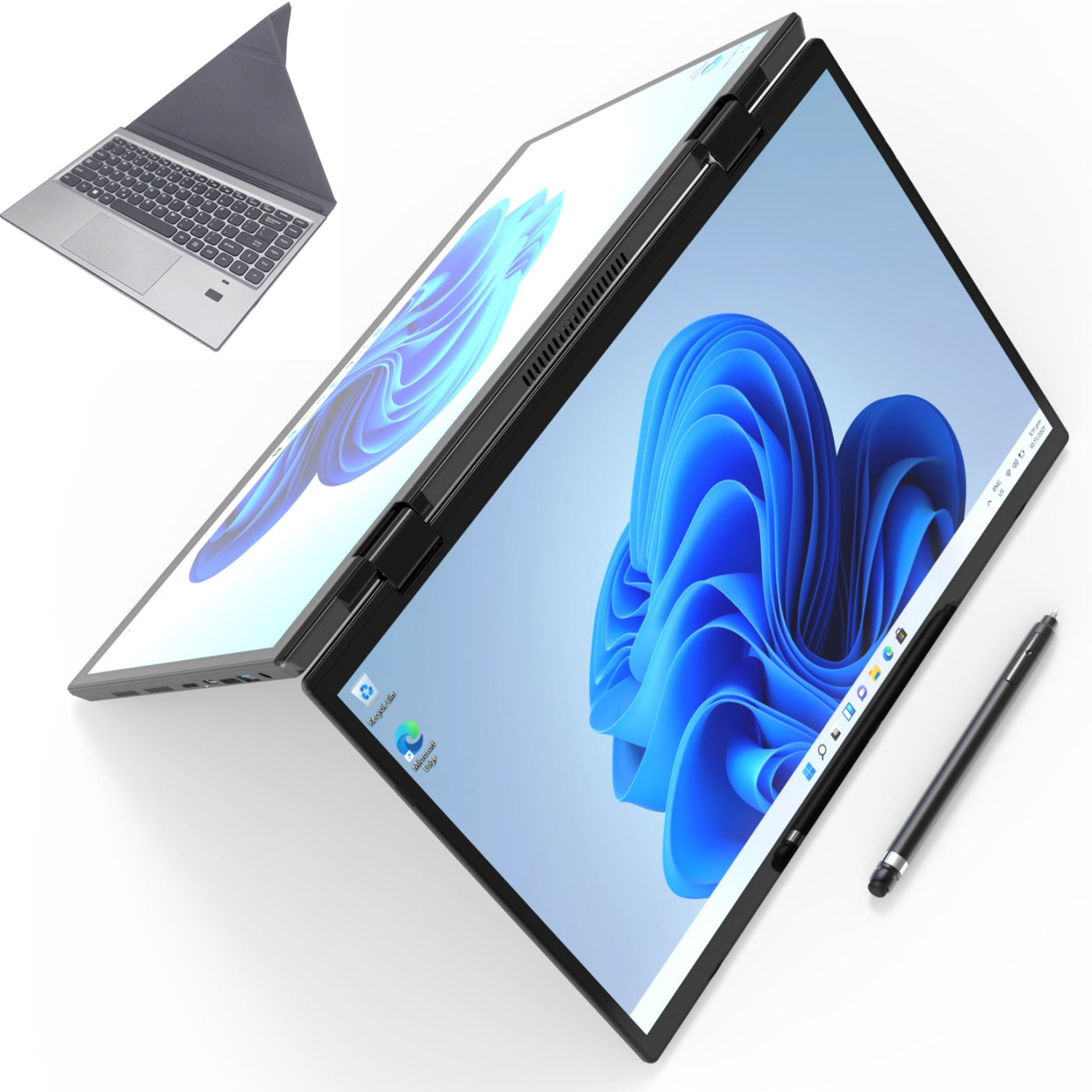 14'' IPS 2-in-1 Laptop 2.2K Dual Touch Screen 360° Flip Notebook Gary With Stand Keyboard (1 TB SSD/ 32 GB RAM) | Intel® N95 2.4G/5G WIFI | Windows 11 Pro Mouse